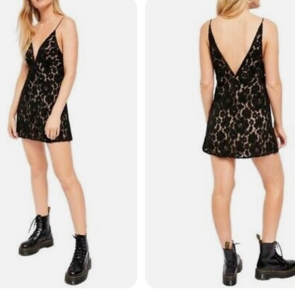NWT Free People Dangerous Love Black Lace Mini Dress Size 2 - Picture 8 of 14